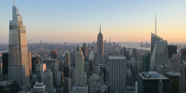 a view of a large city with tall buildings